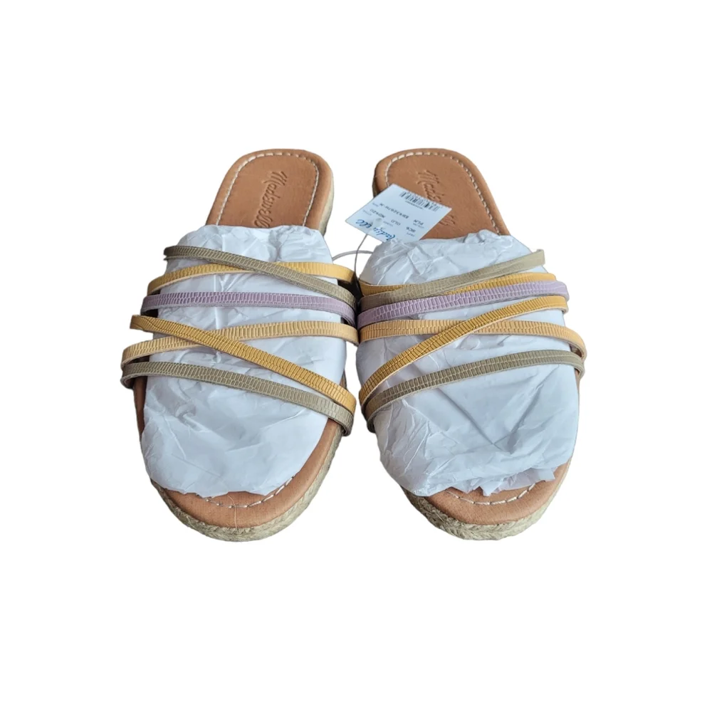 MADEWELL The‎ Kathryn Espadrille Slide Sandal in Pale Lilac Multi Size 7.5
